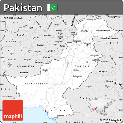 Silver Style Simple Map of Pakistan