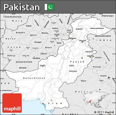 Silver Style Simple Map of Pakistan