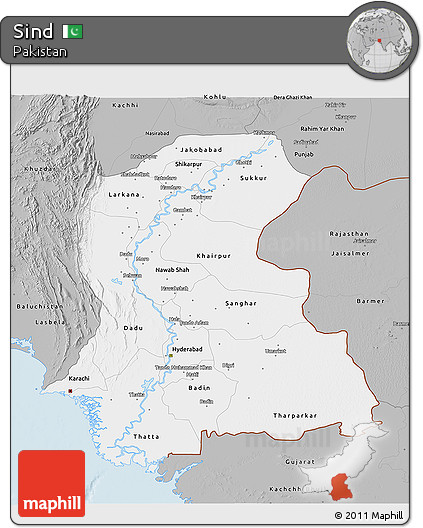 Gray 3D Map of Sind