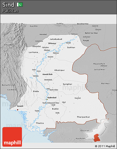Gray 3D Map of Sind