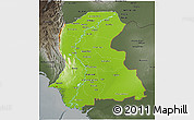 Physical 3D Map of Sind, darken, semi-desaturated