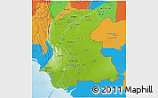 Physical 3D Map of Sind, political outside