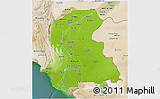 Physical 3D Map of Sind, satellite outside