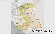 Satellite 3D Map of Sind, lighten, semi-desaturated