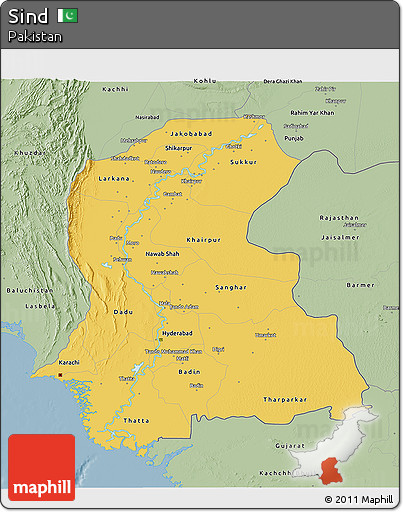 Savanna Style 3D Map of Sind