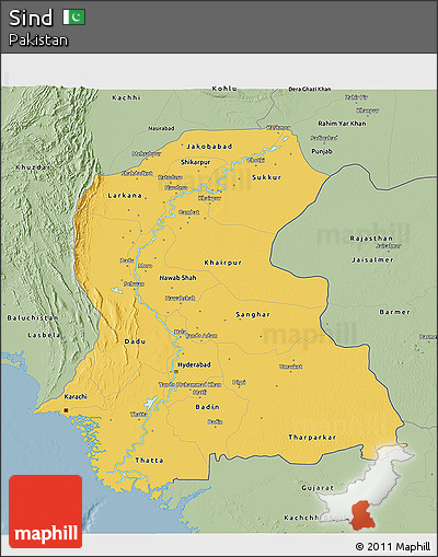 Savanna Style 3D Map of Sind