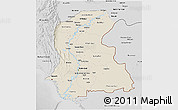 Shaded Relief 3D Map of Sind, desaturated