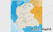 Shaded Relief 3D Map of Sind, political shades outside