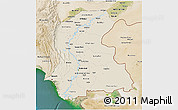 Shaded Relief 3D Map of Sind, satellite outside