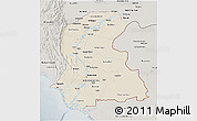 Shaded Relief 3D Map of Sind, semi-desaturated