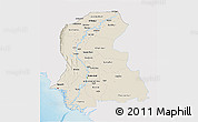 Shaded Relief 3D Map of Sind, single color outside