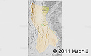 Satellite 3D Map of Dadu, desaturated