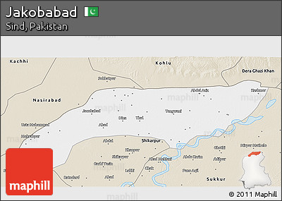 Classic Style 3D Map of Jakobabad