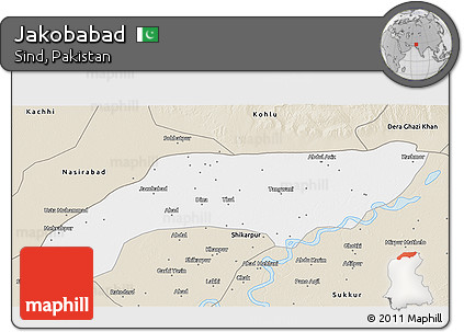 Classic Style 3D Map of Jakobabad
