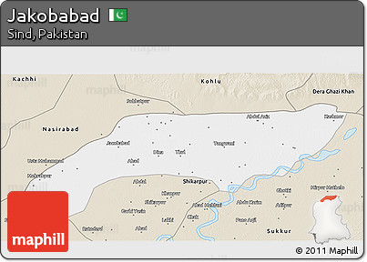 Classic Style 3D Map of Jakobabad