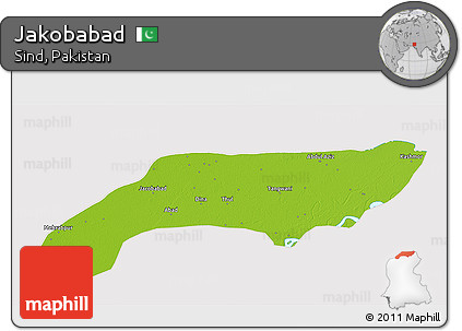 Physical 3D Map of Jakobabad, cropped outside