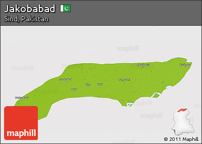 Physical 3D Map of Jakobabad, cropped outside