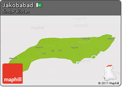 Physical 3D Map of Jakobabad, cropped outside