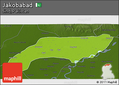Physical 3D Map of Jakobabad, darken