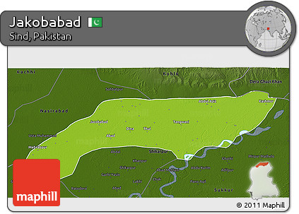 Physical 3D Map of Jakobabad, darken