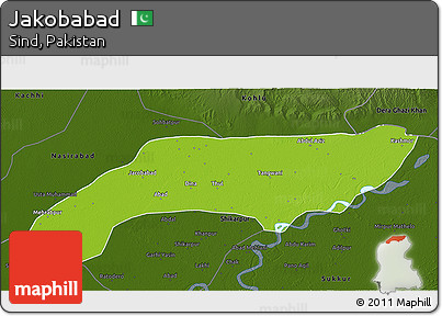 Physical 3D Map of Jakobabad, darken