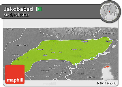 Physical 3D Map of Jakobabad, desaturated