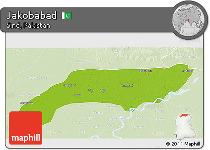 Physical 3D Map of Jakobabad, lighten