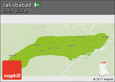 Physical 3D Map of Jakobabad, lighten