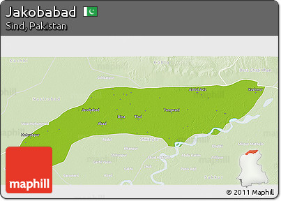 Physical 3D Map of Jakobabad, lighten