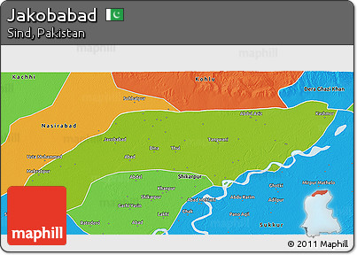 Physical 3D Map of Jakobabad, political outside