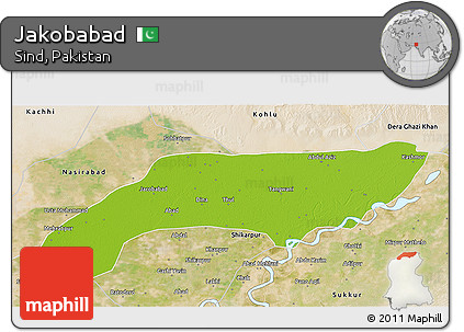 Physical 3D Map of Jakobabad, satellite outside