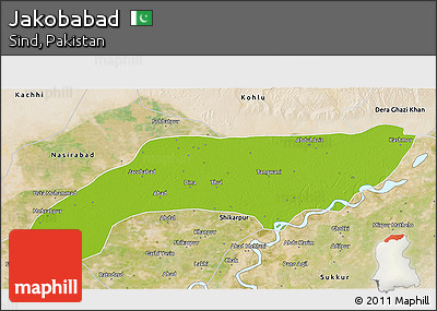 Physical 3D Map of Jakobabad, satellite outside
