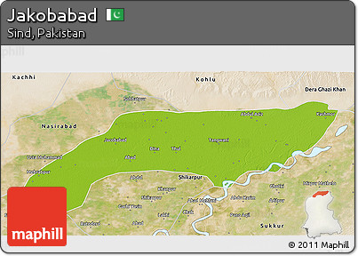 Physical 3D Map of Jakobabad, satellite outside