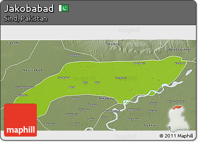 Physical 3D Map of Jakobabad, semi-desaturated