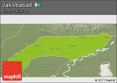 Physical 3D Map of Jakobabad, semi-desaturated