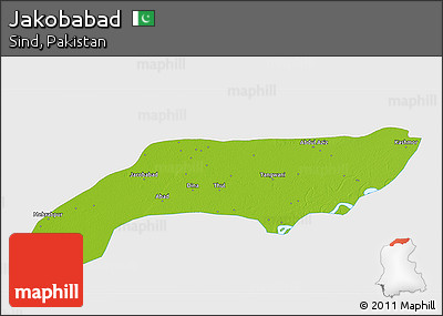 Physical 3D Map of Jakobabad, single color outside