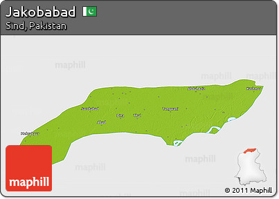Physical 3D Map of Jakobabad, single color outside