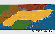 Political 3D Map of Jakobabad, darken