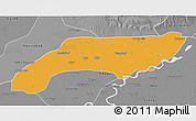 Political 3D Map of Jakobabad, desaturated