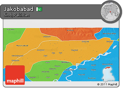 Political 3D Map of Jakobabad
