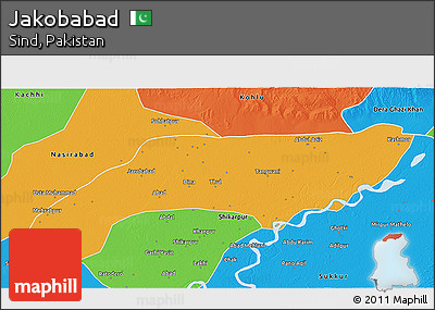 Political 3D Map of Jakobabad