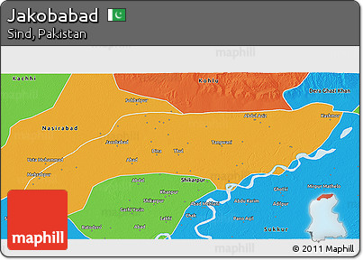 Political 3D Map of Jakobabad
