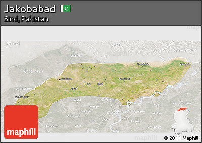 Satellite 3D Map of Jakobabad, lighten, semi-desaturated
