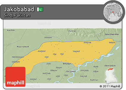Savanna Style 3D Map of Jakobabad