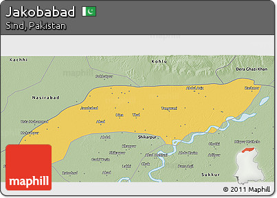 Savanna Style 3D Map of Jakobabad