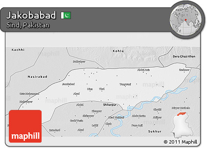 Silver Style 3D Map of Jakobabad