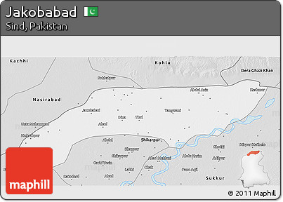 Silver Style 3D Map of Jakobabad