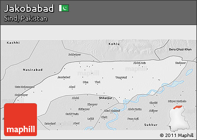 Silver Style 3D Map of Jakobabad