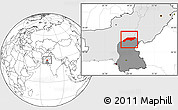 Blank Location Map of Jakobabad, highlighted country, highlighted parent region