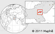 Blank Location Map of Jakobabad, highlighted country